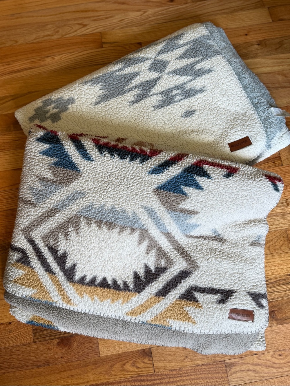 Pendleton - Two Aztec Print Sherpa Throw Blankets